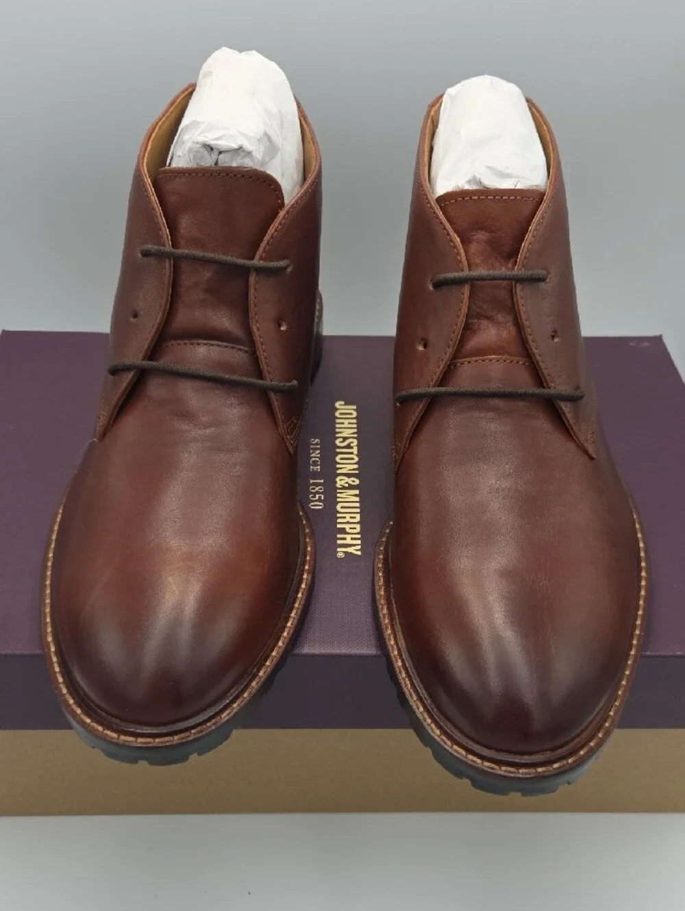 Johnston & Murphy Men's Brown Leather Boswell Chukka Boots size 9m